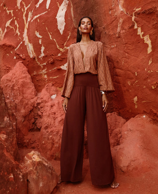 Calça Pantalona Isis Chocolate