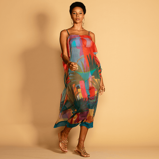 Vestido em Voil Jardim Urbano