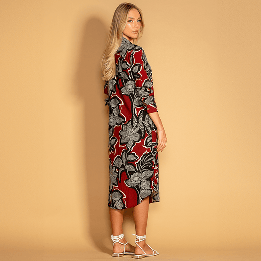 CHEMISE MIDI ABERTURAS LATERAIS CARMESIM